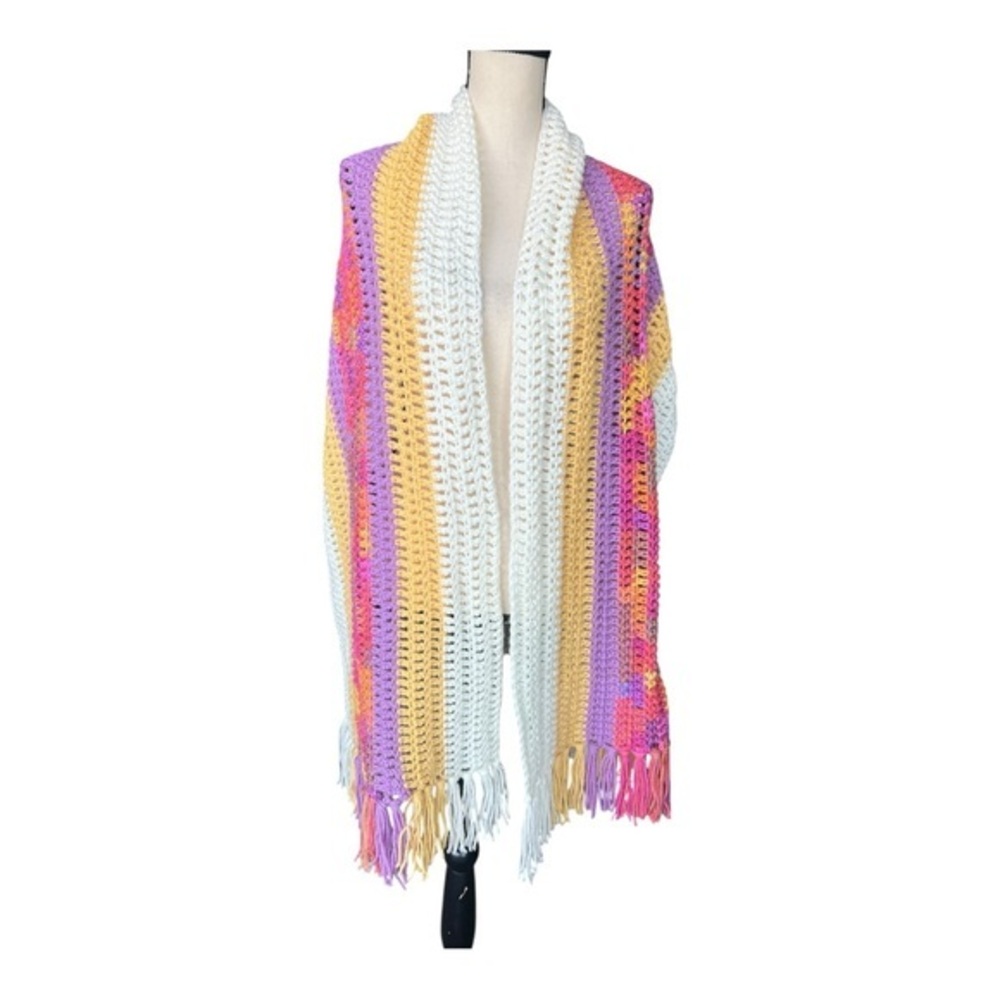 Vintage Colorful Knit Women's Handmade Infinity Crochet Scarf